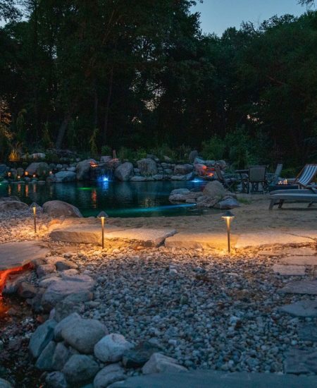landscape lights around pond